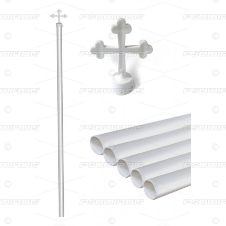 Plastic Pole white with Cross